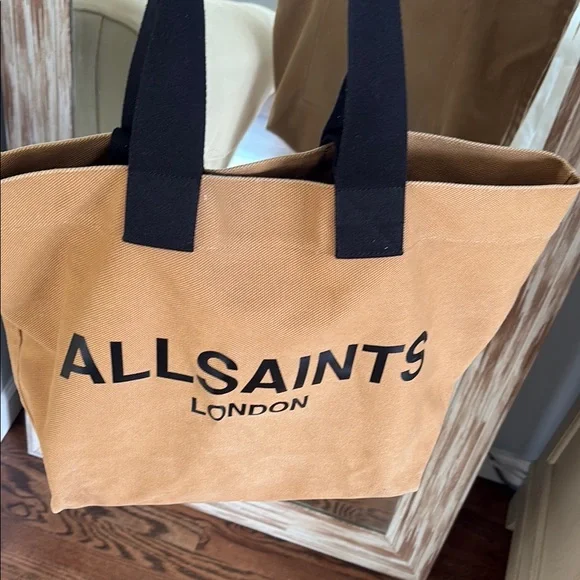 All Saints Tan and Black Tote Bag - Picture 4 of 9